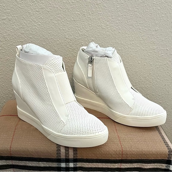 MIA Shoes - MIA Christi Wedge Faux Leather Sneakers, White Size 7